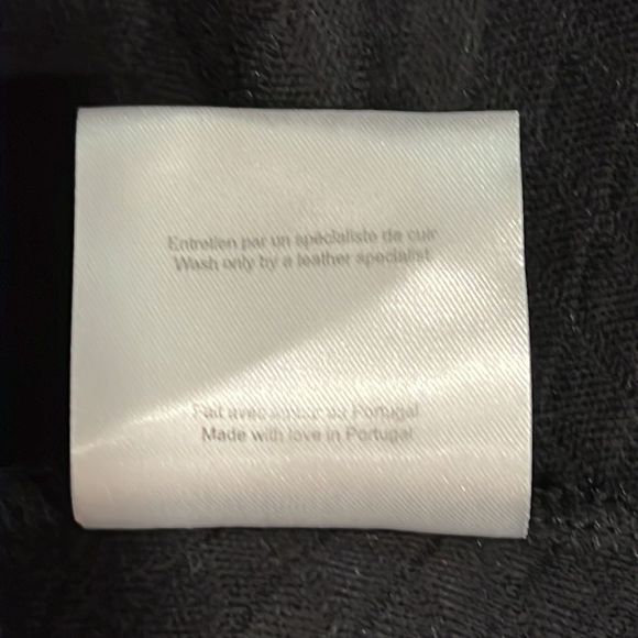 Sezane Quilted Long Line Jacket Navy with Black Leather Trim Size Medium - Picture 9 of 15